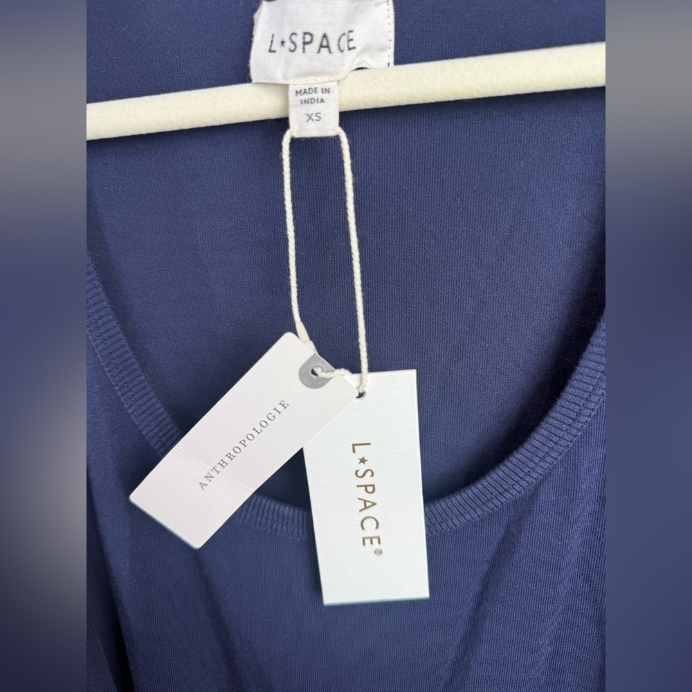 LSPACE x Anthropologie Blue Tie-Waist Maxi Dress XS 100% Cotton Sleeveless NWT - Picture 6 of 7